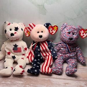 Ty Patriotic Trio Bears - Cream, Red, Blue
